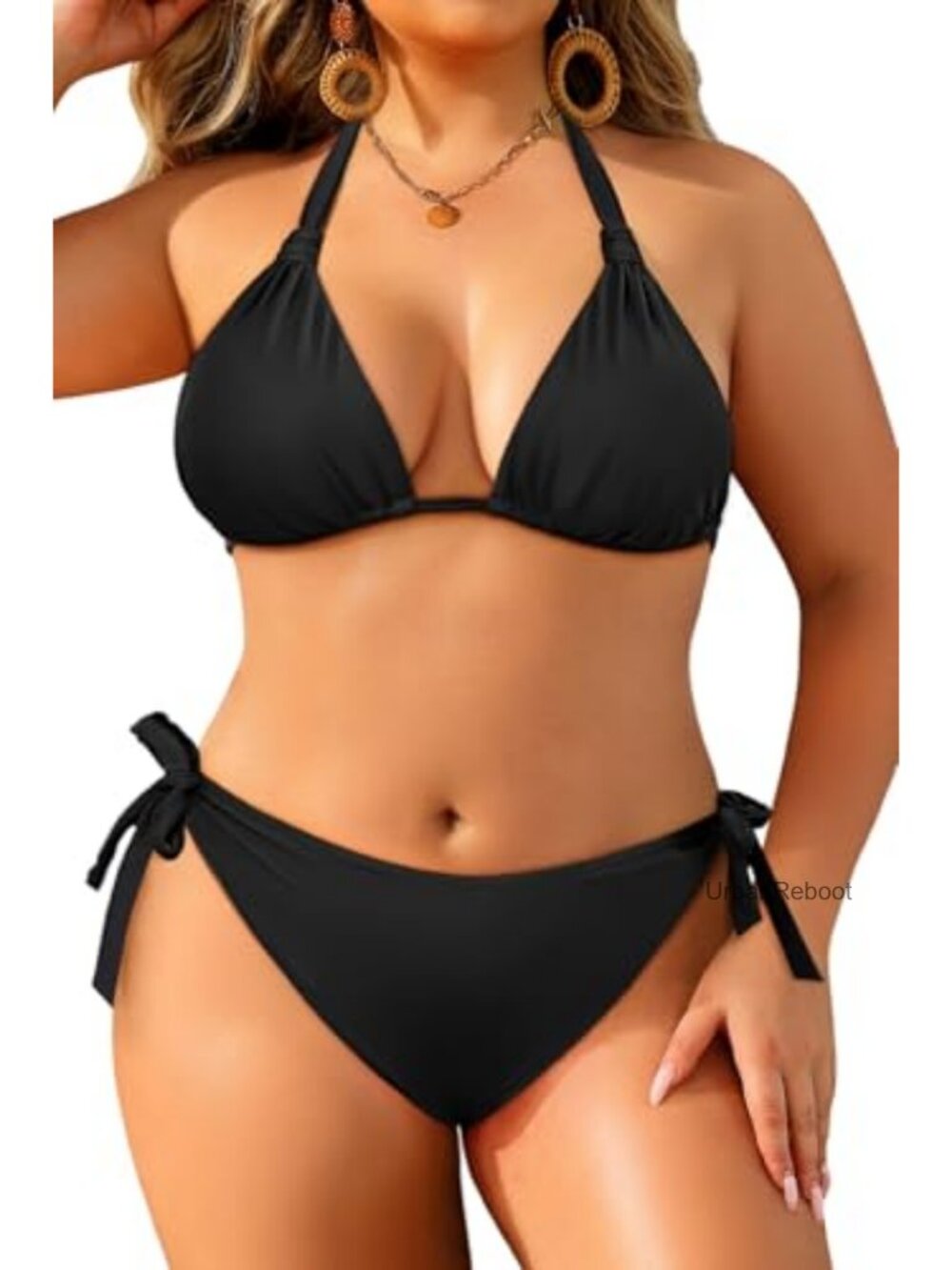 Plus Size Triangle Bikini Set Halter Two-Piece Swimsuit